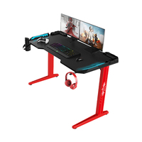 Escritorio de Computadora para Juegos Grande y Profesional Portátil con Luces LED, Escritorio para PC para Juegos con Longitud Ajustable y Soporte para Auriculares