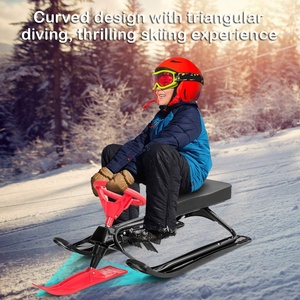 Traîneau à neige avec volant et freins doubles Cadre en acier durable Traîneau orientable de descente classique pour enfants Adolescents Adultes - Product Image 6