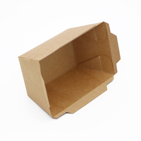 Boîte de plateau de restauration rapide jetable en papier kraft brun gaufré avec couvercle pour nouilles sushi pour emballage de pain biscuits au restaurant
