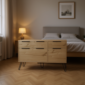 Commode à quatre tiroirs en chêne clair avec pieds en forme d'épingles à cheveux, meubles de chambre à coucher modernes - Product Image 2