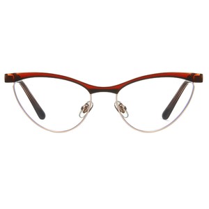 กรอบแว่นตาแบบแคทอาย รุ่น 87266 กรอบครึ่งวงกลม ขาแว่นโลหะแบบสปริง ป้องกันรังสียูวี ป้องกันแสงสีฟ้า สำหรับทุกเพศ ผลิตที่ไถโจว - Product Image 2