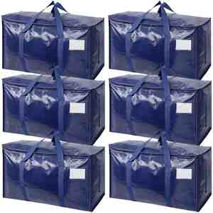 10 Pack Heavy Duty Water Resistant Polypropylene Clear Storage Moving <b>Bags</b> Lid Handles Tag Zippers Extra Large Totes for - Product Image 6