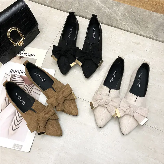 China customize flat women shoes pointed toe ladies shoes flats