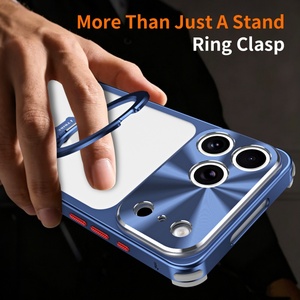 New Matte PC Backboard Magnetic Phone Case for <b>iPhone</b> 17 16 Pro Max With Ring <b>Stand</b> Aluminum Alloy Frame Shockproof Cover - Product Image 4