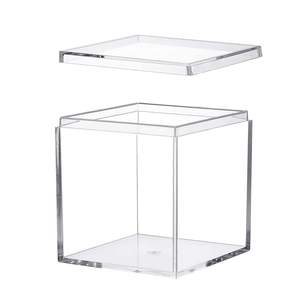 Clear Acrylic Plastic Square Cube Small Box With Lid Storage Boxes Organizer Acrylic Box For Sneakers