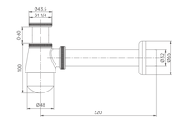 Siphon de lavabo en laiton chromé de style long et rond G 1 1/4