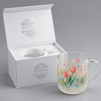 Tasse à café en verre borosilicate haute résistance à la chaleur et au froid, peinte à la main, isolante et anti-explosion