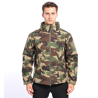 Drop Ship Stand Collar Winter Fleece Jacket Men Softshell Tactical Waterproof Camouflage Coat Soft Clothing Multicam Windbreaker