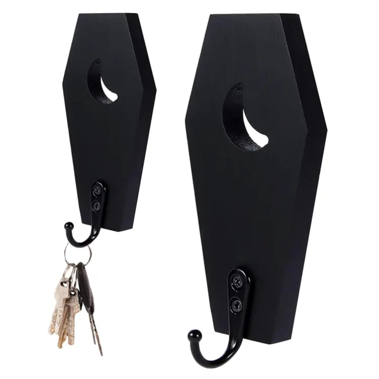 Factory wholesale high quality Coffin Key Holder Spooky Gothic Decor Gothic Home Decor Black Wooden Hanger Hooks for Keys Mugs