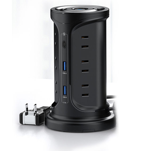 Japan Tower Desktop Charging Station 12 Outlets and 2 USB-A  1 USB-C Power Strip Surge Protector Socket