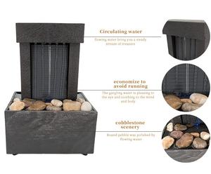 Tabletop Water Fountain with Blue LED <b>Light</b> <b>Indoor</b> <b>Waterfall</b> Zen Fountain with Natural River Rocks for Home Office Desk Decor - Product Image 4