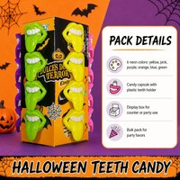 Bonbons rigides fantaisie en forme de dents et de langues, couleurs néon assorties, pour fêtes d'Halloween pour enfants, vente en gros de confiseries
