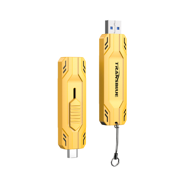External SSD 10Gbps Read Write Speed USB 3.2 Gen2+USB C Flash Drive with Dual Ports Portable SSD 3-Stage Push-Pull Design