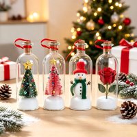 Bouteille en verre miniature avec message vocal enregistrable pour Noël, décoration de Noël, cadeau
