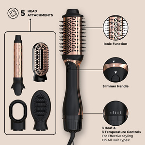 Peigne à air chaud 5-en-1 multifonctionnel avec têtes interchangeables, sèche-cheveux ionique négatif, lisseur, boucleur, brosse sèche-cheveux - Product Image 5
