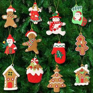 Ensemble d'ornements de Noël traditionnels en forme d'hommes en pain d'épices, pendentifs en PVC souple en forme de filles en pain d'épices pour la décoration de l'arbre de Noël, 12 pièces - Product Image 5