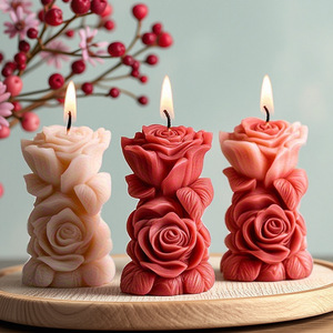 Neue Ideen Blütenblattförmige Aromatherapie-Kerzenform aus Silikongel, Rosenförmige DIY Valentinstag Handarbeit Räucherstäbchen-Diffusor - Product Image 3