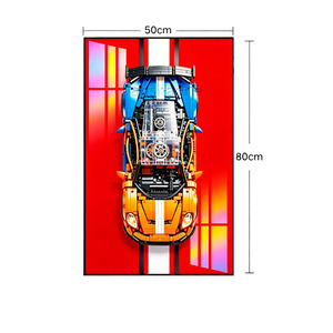 Without Lighting <strong>Bricks</strong> Car Display Frame Building <strong>Block</strong> Wall Art 50x80cm for Race Car Model Wall Mounted Plastic Model Showcase - Product Image 1