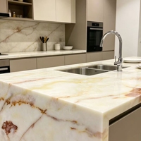 Dalle naturelle de luxe en onyx de jade, facile à nettoyer, résistante aux rayures, pour la décoration de surface de meuble TV de villa