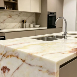 <span class=keywords><strong>Dalle</strong></span> naturelle de luxe en onyx de jade, facile à nettoyer, résistante aux rayures, pour la décoration de surface de meuble TV de villa - Product Image 3