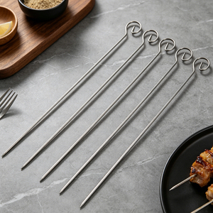Brochettes <span class=keywords><strong>de</strong></span> barbecue en acier inoxydable <span class=keywords><strong>de</strong></span> 27 cm avec embout à œillet, <span class=keywords><strong>de</strong></span> qualité alimentaire, pour cuisine professionnelle (vente en gros) - Product Image 4