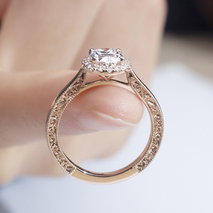 Bague ovale en diamant or jaune 18 carats Messi Jewelry MSR-1415 pour femme - Product Image 4