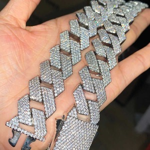 High Quality Moissanite Freshwater Pearl Cuban Link Bracelet <b>for</b> <b>Men</b> & Women <b>Silver</b> Plated Trendy Gift Jewelry Daily Wear - Product Image 4