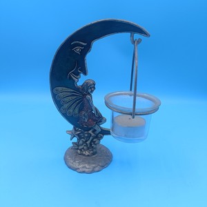 Portavelas con forma de luna, acabado antiguo, diseño de hadas, decoración para el hogar, artículo decorativo para uso en interiores. - Product Image 1