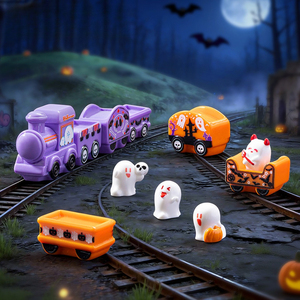 Adornos de Escritorio Miniatura: Muñeco Fantasma de Tren de Dibujos Animados de Halloween para Micro Paisajes, Lindos Adornos DIY - Product Image 1