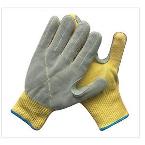 ถุงมือหนังวัวเย็บด้วยอะรามิด เคฟลาร์ ป้องกันการบาดระดับ 5 สำหรับงานเชื่อมในโรงงาน - Product Image 1