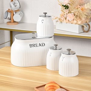 Tinplate hộp bánh mì với 3 nhà bếp hộp thiết lập trang trại bánh mì bin Cà Phê Trà đường Canister thiết lập với nắp - Product Image 2