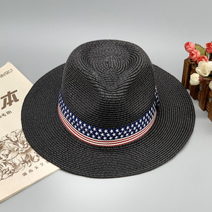 Người đàn ông mới phụ nữ UPF50 + bảo vệ rộng vành trắng rơm Panama Hat American cờ ban nhạc Fedora bãi biển Sun hat - Product Image 6
