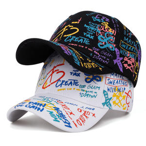 Topi bisbol kualitas tinggi, topi Baseball warna polos katun Graffiti bercetak Hip Hop - Product Image 1