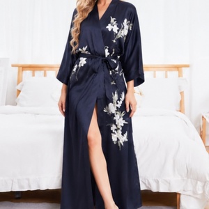 Nuevo Estilo, Talla Grande, Elegante Vestido <span class=keywords><strong>de</strong></span> Pijama <span class=keywords><strong>de</strong></span> Satén para Mujer, Bata <span class=keywords><strong>de</strong></span> Baño Ligera y Transpirable, Bata Larga Chic para Mujer, Camisones - Product Image 2
