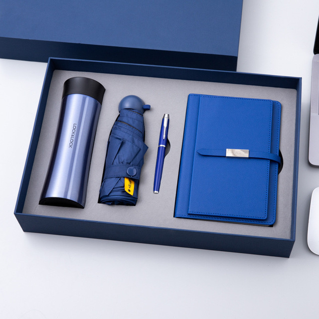 Promotional Luxury Umbrella Vacuum Flask A5 Notebook Pen  Personalized Gift Box Set Corporate Giveaways Cardboard Package Suit
