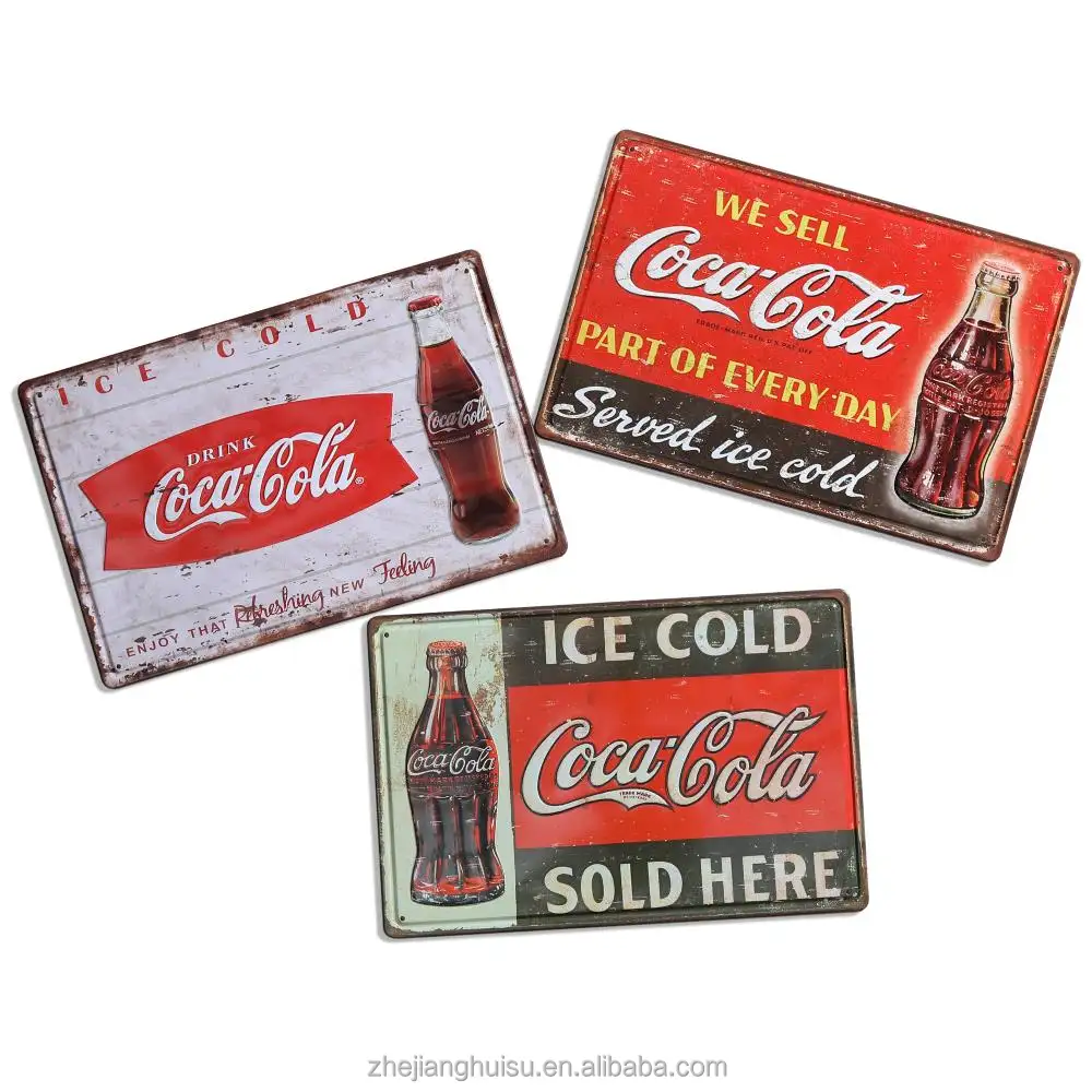 20*30CM 8*12 Inches Embossed vintage retro Ice Cold Coke Advertising Metal Sign Tin Sign Metal Craft For Bar Pub Man Cave