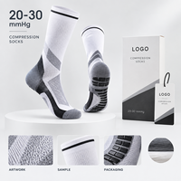 Chaussettes de compression graduées pour mollets 20-30 mmHg avec bordure colorée, spécifications OEM/ODM pour le soin des mollets