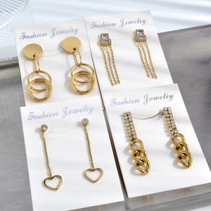 <b>Fashion</b> Jewelry Luxury 18K Gold Plated Stainless Steel <b>Drop</b> <b>Earrings</b> with Customized Shape for Unisex - Product Image 3