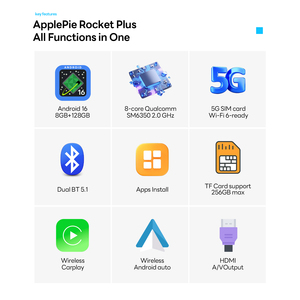 Nouveauté - Boîte Ai CarPlay universelle Rocket Plus 6350 Applepie Android 16 8G+128G - Product Image 2
