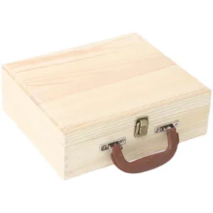 Wooden Treasure case Wooden Storage Box Natural Craft Boxes set of 3 Unfinished Wood Box