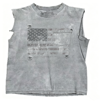 Débardeur en coton pour homme, style vintage streetwear, avec impression de lettrage vieilli, personnalisé Kornit DTG, OEM