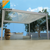 Ahşap tahıl Pavilion Pergola alüminyum dış mekan mobilyası bahçe LED ışıkları ile