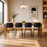 Chaise d'appoint de cuisine avec dossier en bois courbé et structure en métal, siège rembourré, jaune, chaise de salle à manger moderne