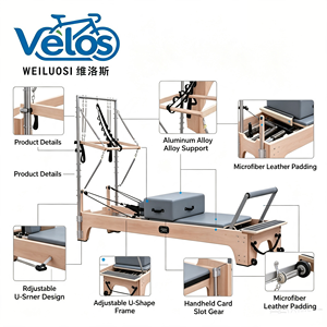 Reformer de Pilates de Madera de Haya Ajustable y Personalizable Velos con Torre y Media Trapecio, Máquina Profesional para Estudio y Gimnasio, Duradera, CE - Product Image 2