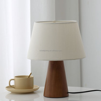 Lampe de table moderne en bois avec base LED E26/E27, DC/AC, blanc chaud, pour chambre à coucher, hôtel