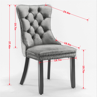 Chaise de salle à manger moderne de style mid-century haut de gamme, écologique, capitonnée, en bois massif, revêtement velours, pieds en bois d'hévéa, garniture cloutée, pour hôtel