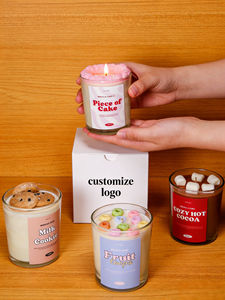 LANJO Bougie parfumée en cire de soja en forme de dessert, style crème glacée, biscuits au chocolat, avec pot en verre, personnalisable et DIY, best-seller - Product Image 1