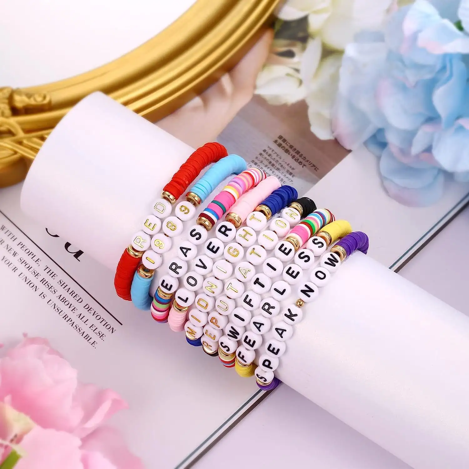 2023 Hot Sale Initial Letter Taylor Bracelets Singer Inspired Colorful Polymer Clay Friendship Bracelet For Swiftie Fans