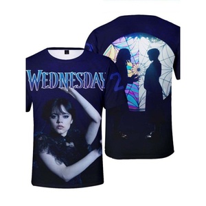T-shirt <span class=keywords><strong>a</strong></span> maniche corte stampata in 3D con motivo <span class=keywords><strong>a</strong></span> cuore di <span class=keywords><strong>Wednesday</strong></span> Addams, ad asciugatura rapida, in poliestere ad alta resistenza del colore, taglie S-6XL POD - Product Image 2
