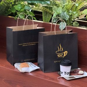 Bolsa de Papel Kraft Personalizada con Logotipo, Ecológica, Reciclable, para Comida para Llevar, Café, Té, Entrega de Alimentos, con Asa - Product Image 6